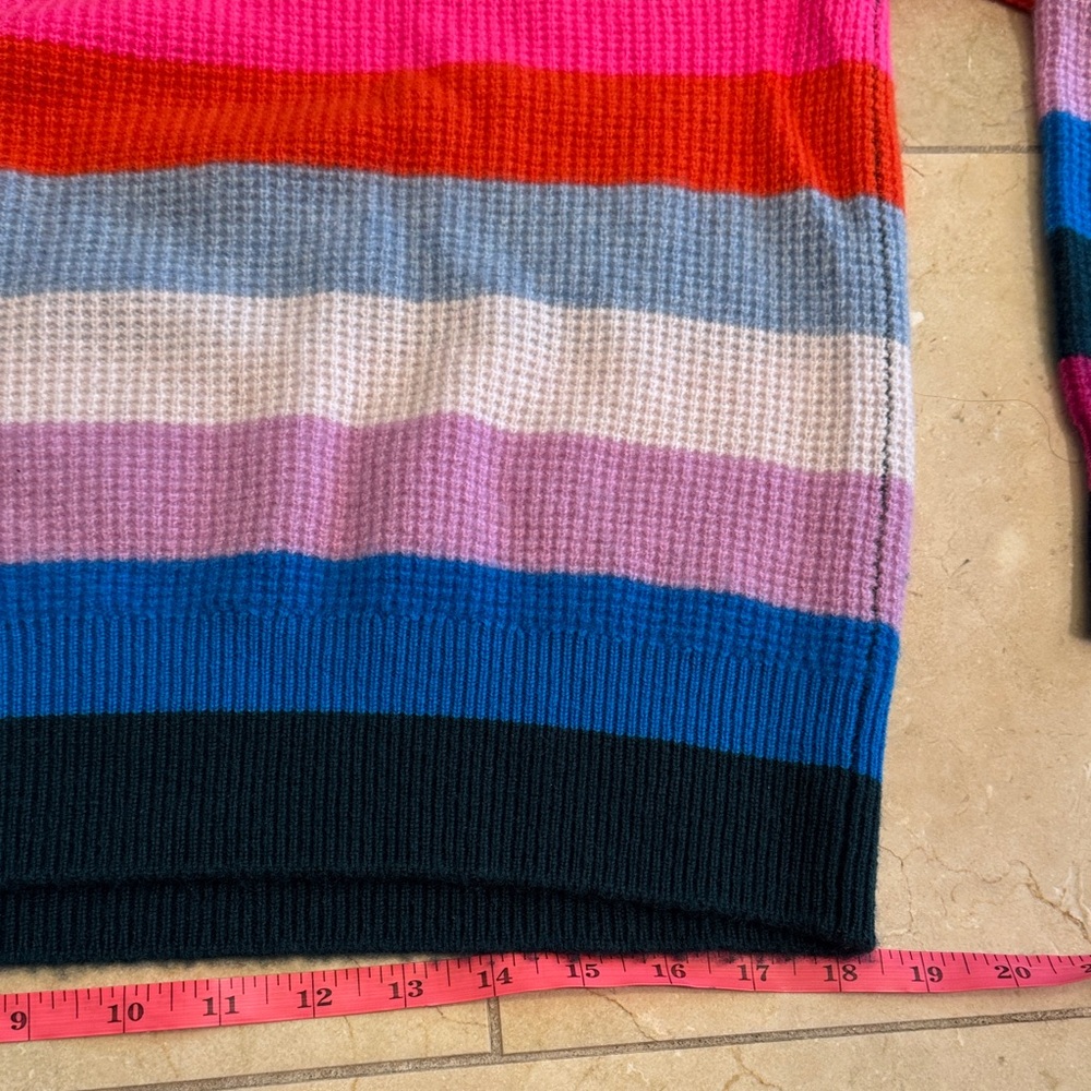White + Warren Multicolor Striped cashmere Sweater large EuC - Picture 8 of 8